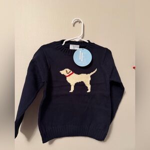 Little English Navy Sweater with Dog Design
